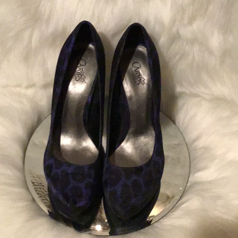 ✨CARLOS SANTANA BLUE ANIMAL PRINT PLATFORM HEELS✨ - Picture 3 of 7